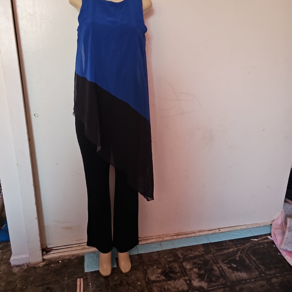 VENUS Blue and Black Asymmetrical Jumpsuit